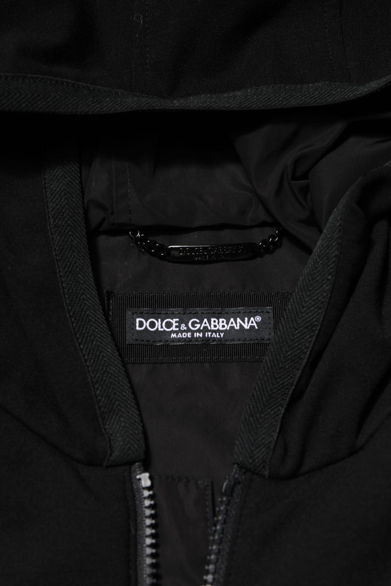 Black Sleeveless Hooded Logo Plaque Jacket Dolce & Gabbana