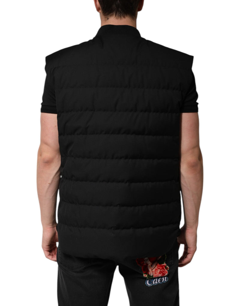 Black Sleeveless Parka Logo Plaque Jacket Dolce & Gabbana