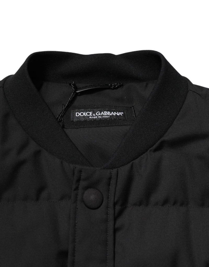 Black Sleeveless Parka Logo Plaque Jacket Dolce & Gabbana