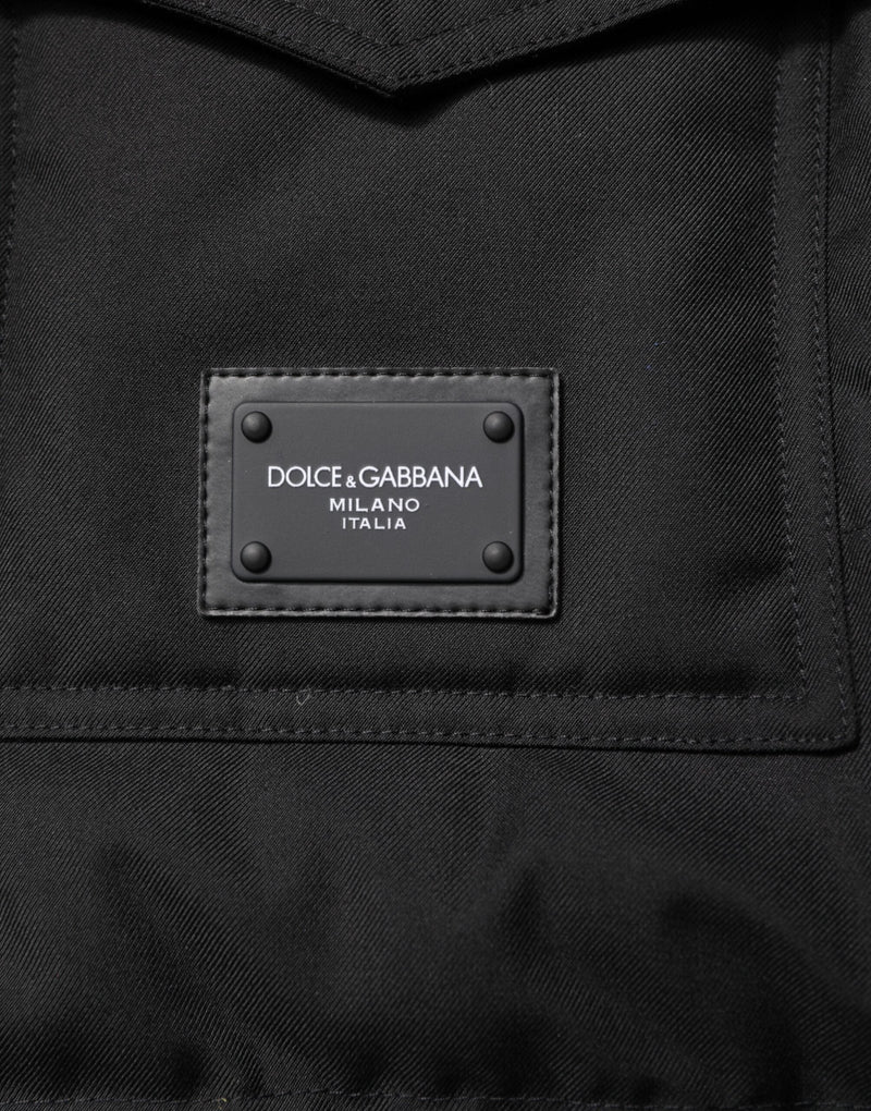 Black Sleeveless Parka Logo Plaque Jacket Dolce & Gabbana