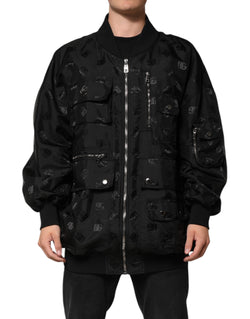 Black Cargo Windbraker Logo Mania Jacket Dolce & Gabbana