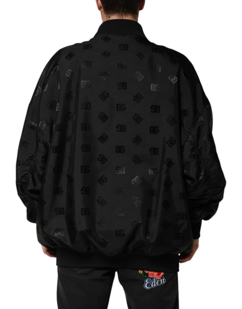 Black Cargo Windbraker Logo Mania Jacket Dolce & Gabbana