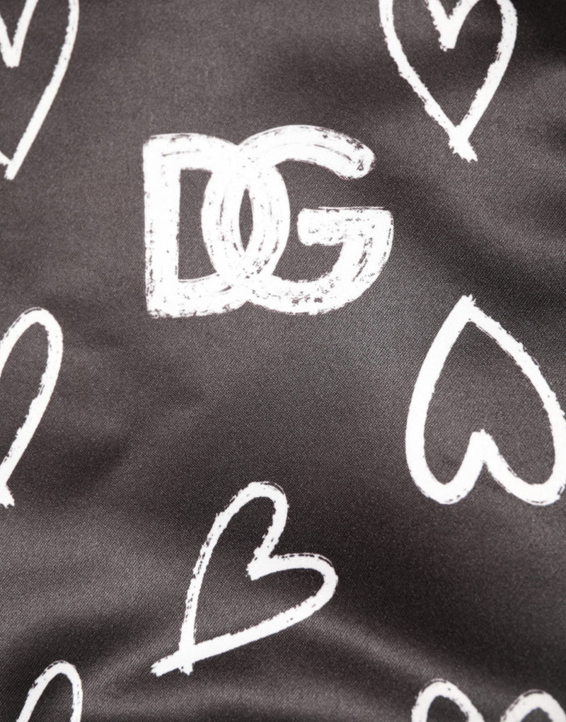Black Polyester Heart Print Bomber Jacket Dolce & Gabbana