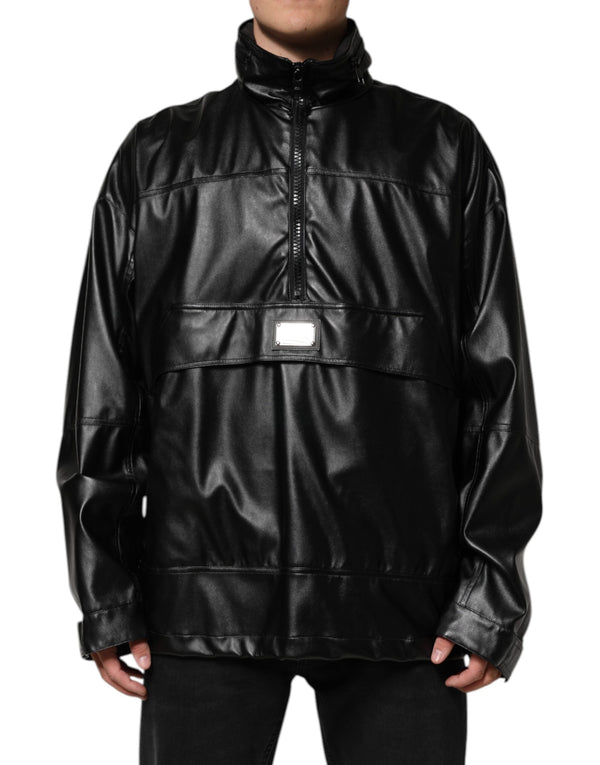 Black Polyester Logo Plaque Bomber Jacket Dolce & Gabbana