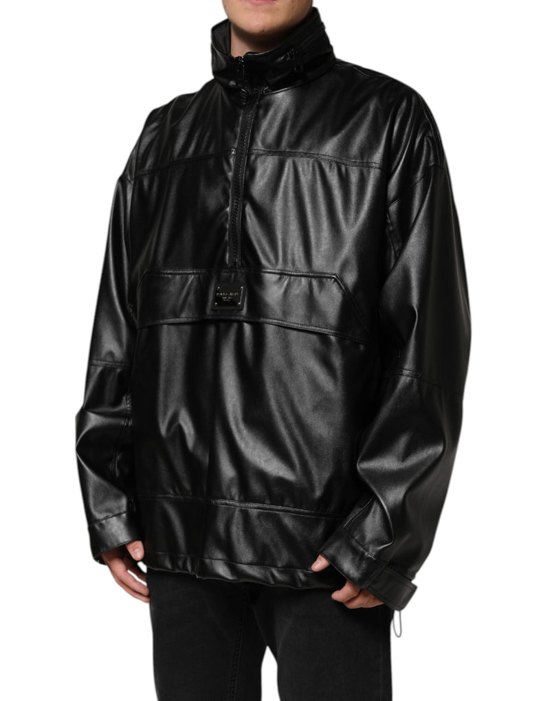 Black Polyester Logo Plaque Bomber Jacket Dolce & Gabbana