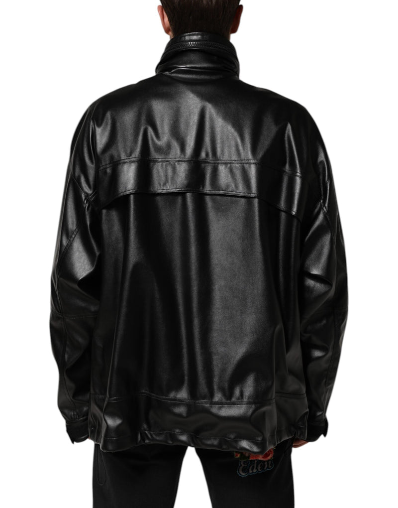 Black Polyester Logo Plaque Bomber Jacket Dolce & Gabbana