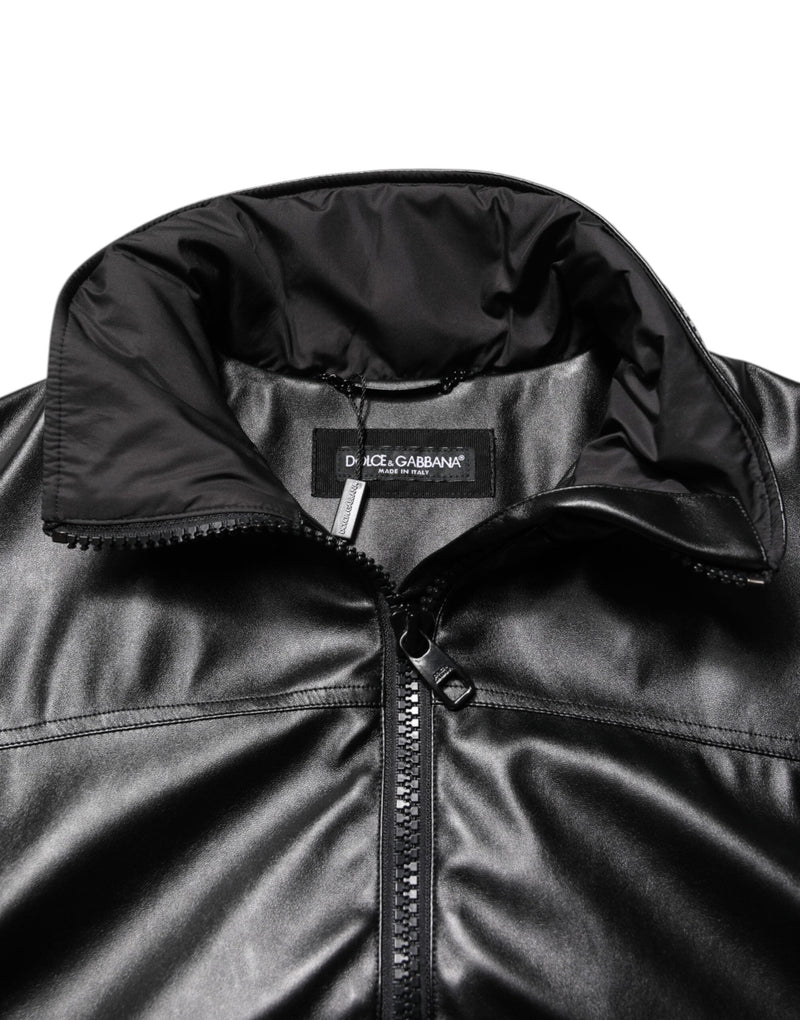 Black Polyester Logo Plaque Bomber Jacket Dolce & Gabbana