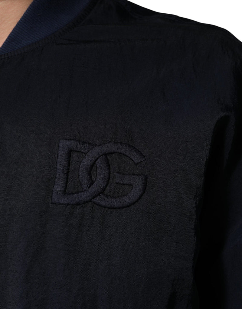Blue Nylon DG Embroidery Men Bomber Jacket Dolce & Gabbana