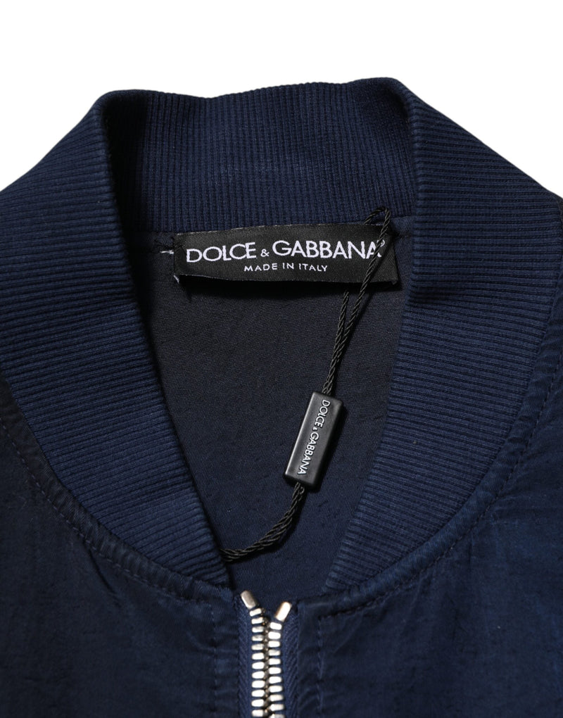Blue Nylon DG Embroidery Men Bomber Jacket Dolce & Gabbana