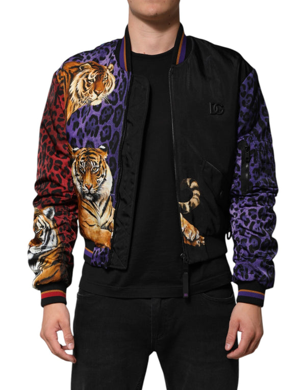 Multicolor Tiger Print Men Bomber Jacket Dolce & Gabbana