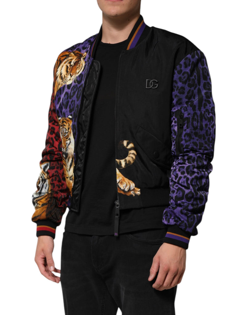 Multicolor Tiger Print Men Bomber Jacket Dolce & Gabbana