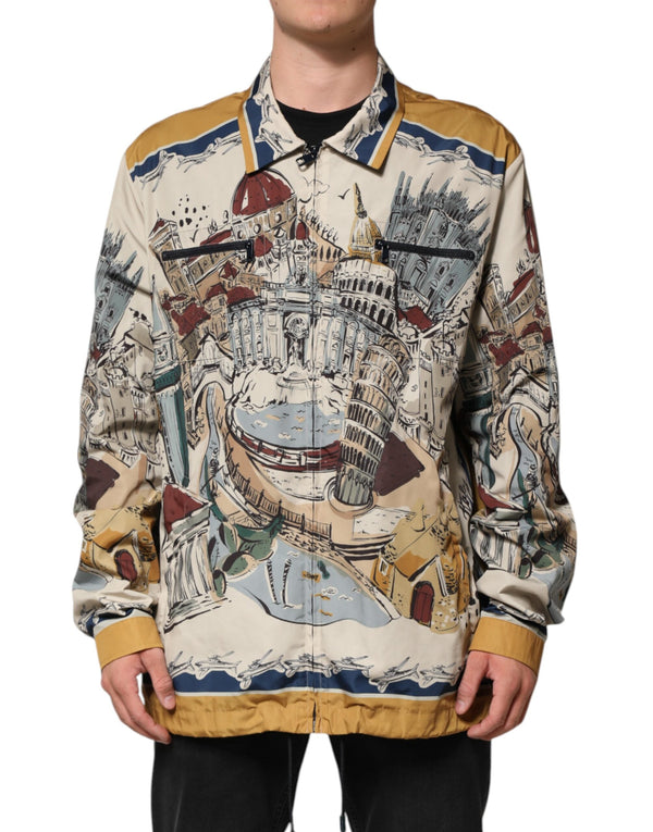 Multicolor Italian Motif Men Bomber Jacket Dolce & Gabbana