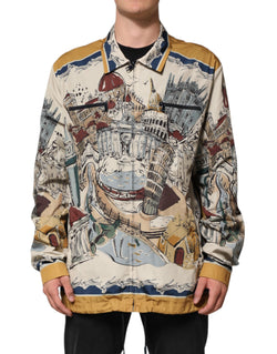 Multicolor Italian Motif Men Bomber Jacket Dolce & Gabbana