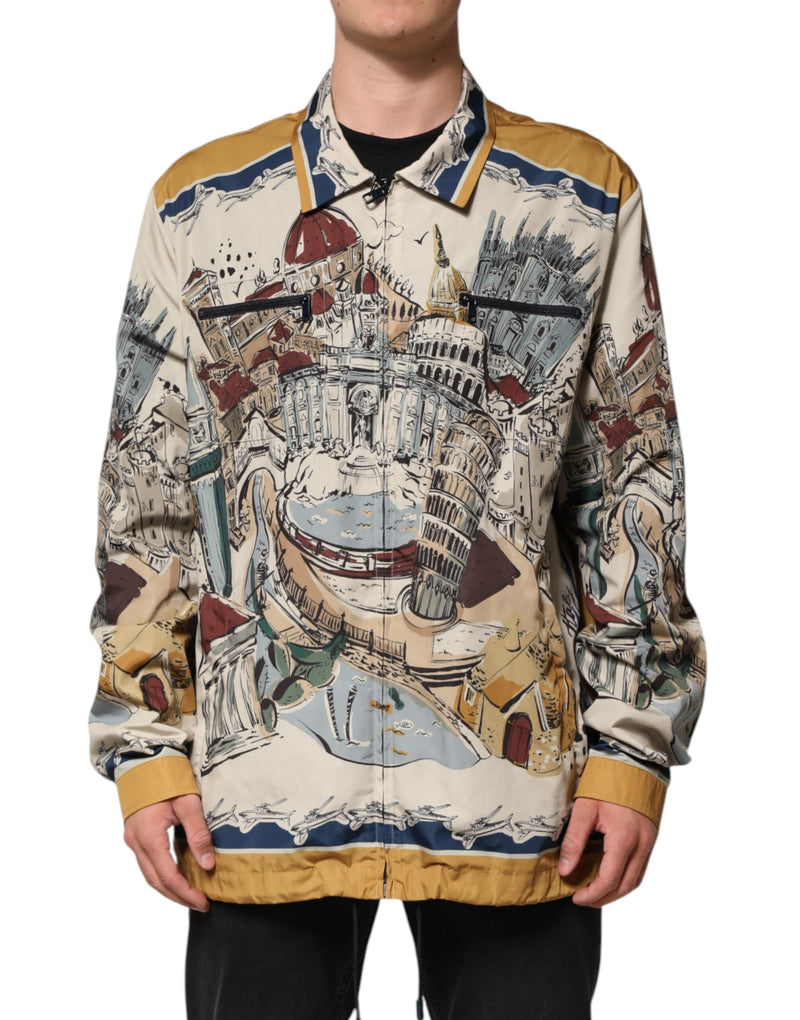Multicolor Italian Motif Men Bomber Jacket Dolce & Gabbana