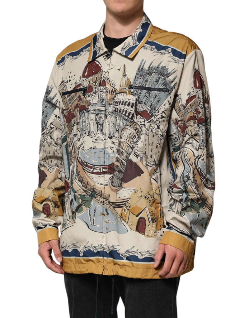Multicolor Italian Motif Men Bomber Jacket Dolce & Gabbana