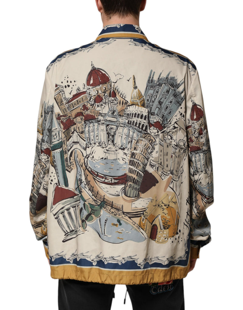 Multicolor Italian Motif Men Bomber Jacket Dolce & Gabbana