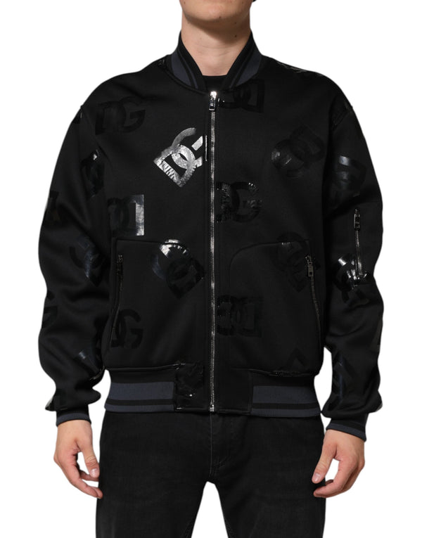 Black Wool Logo DG Mania Men Bomber Jacket Dolce & Gabbana