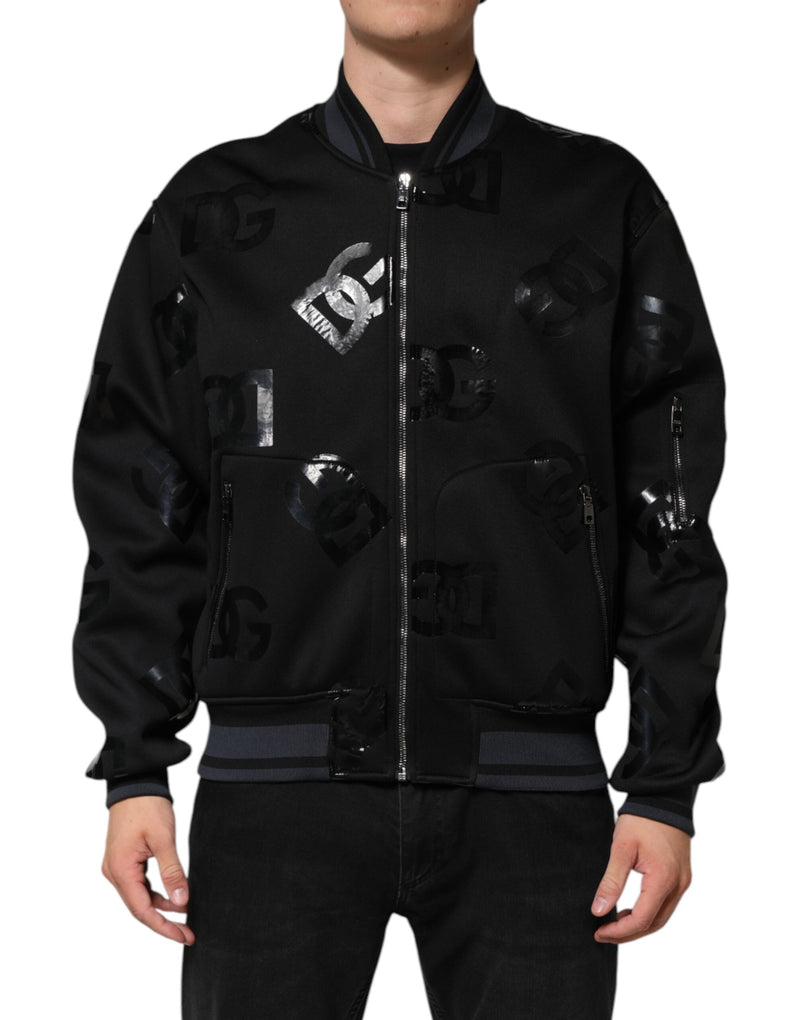 Black Wool Logo DG Mania Men Bomber Jacket Dolce & Gabbana