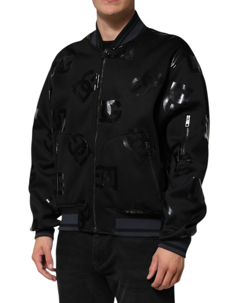 Black Wool Logo DG Mania Men Bomber Jacket Dolce & Gabbana