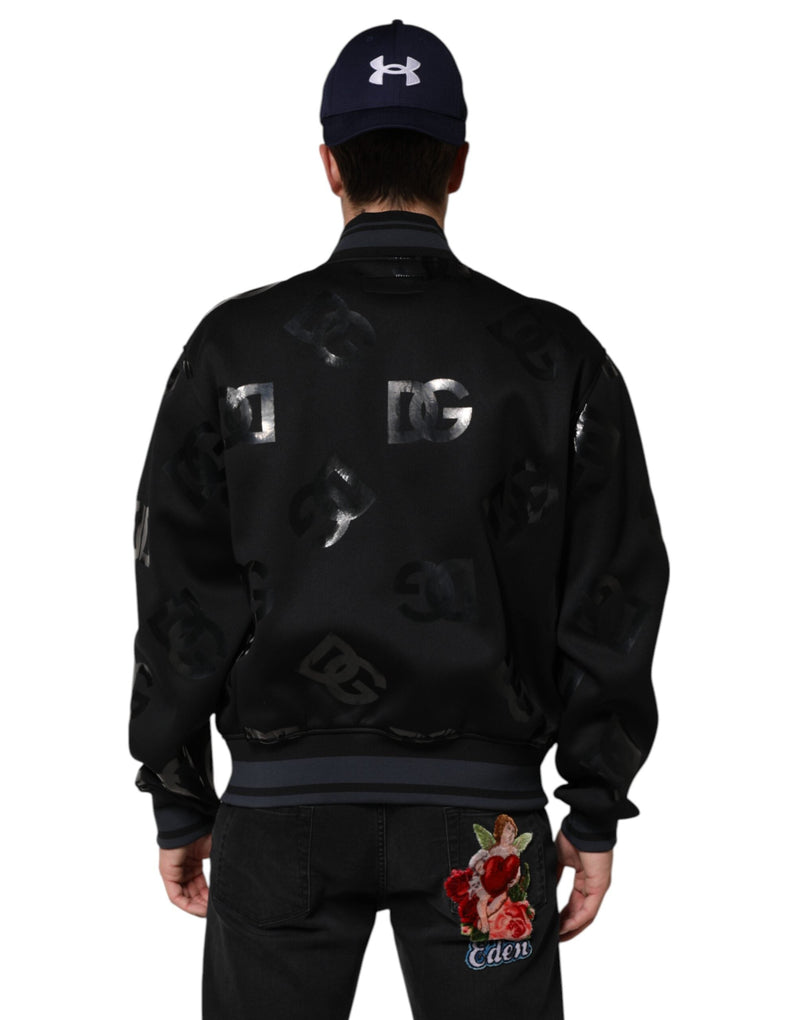 Black Wool Logo DG Mania Men Bomber Jacket Dolce & Gabbana