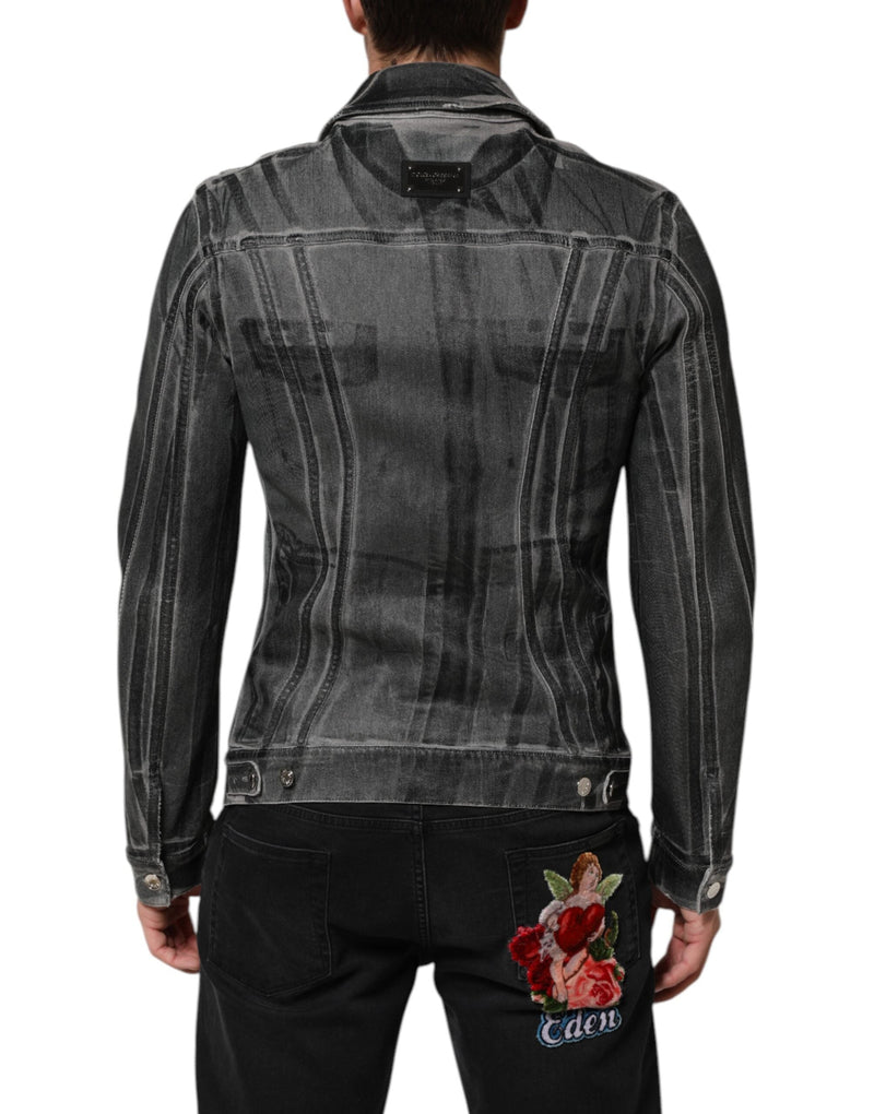 Gray Washed Cotton Stretch Denim Jacket Dolce & Gabbana
