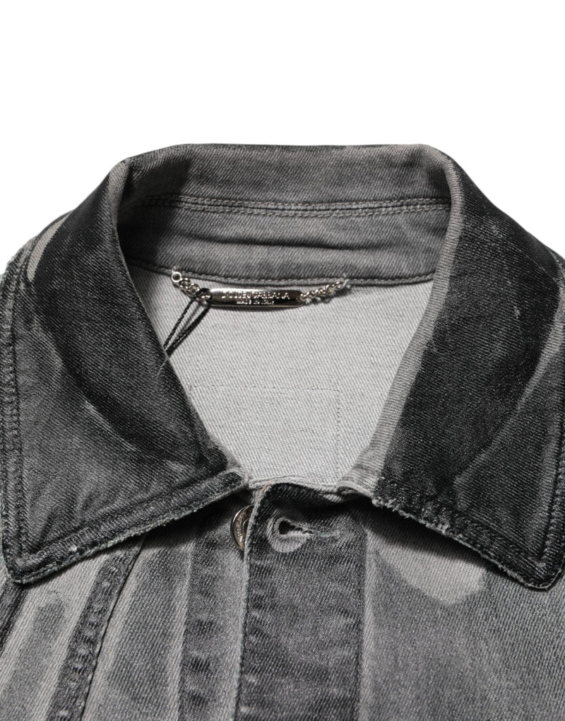Gray Washed Cotton Stretch Denim Jacket Dolce & Gabbana