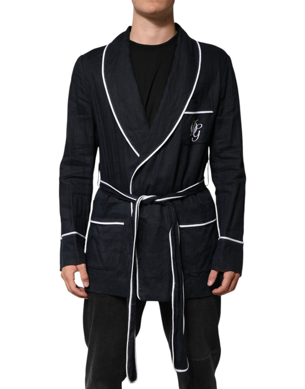 Dark Blue DG Embroidery Jacket Robe Blazer Dolce & Gabbana