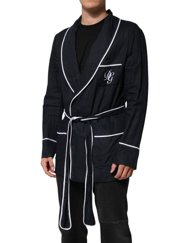 Dark Blue DG Embroidery Jacket Robe Blazer Dolce & Gabbana