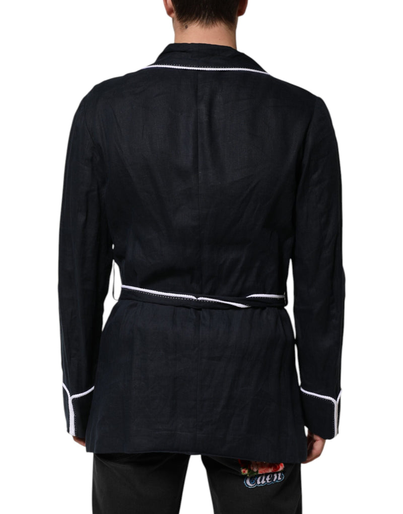 Dark Blue DG Embroidery Jacket Robe Blazer Dolce & Gabbana