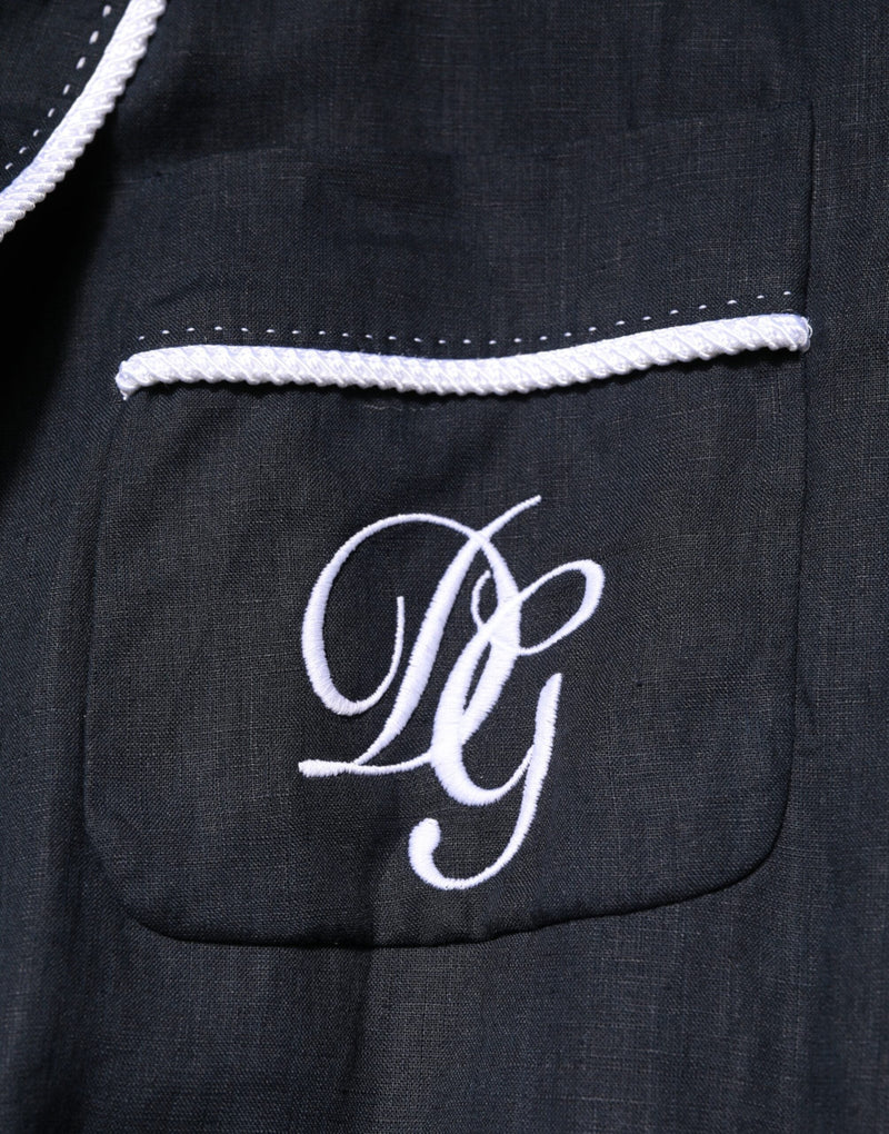 Dark Blue DG Embroidery Jacket Robe Blazer Dolce & Gabbana