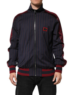 Blue Red Striped Logo Plaque Full Zip Jacket Dolce & Gabbana