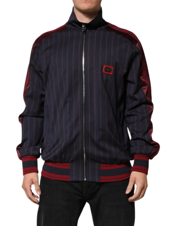 Blue Red Striped Logo Plaque Full Zip Jacket Dolce & Gabbana