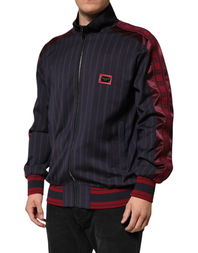 Blue Red Striped Logo Plaque Full Zip Jacket Dolce & Gabbana