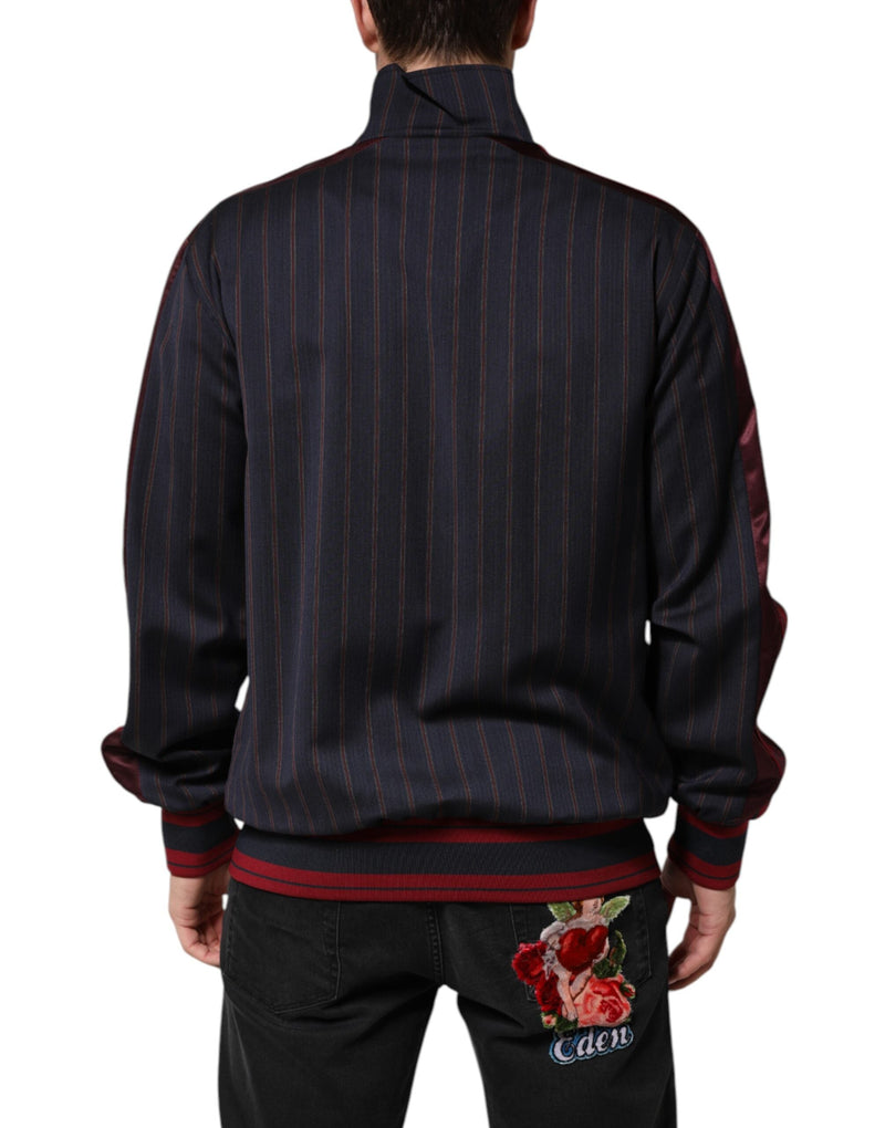 Blue Red Striped Logo Plaque Full Zip Jacket Dolce & Gabbana