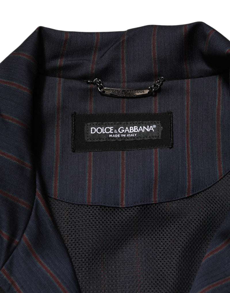 Blue Red Striped Logo Plaque Full Zip Jacket Dolce & Gabbana