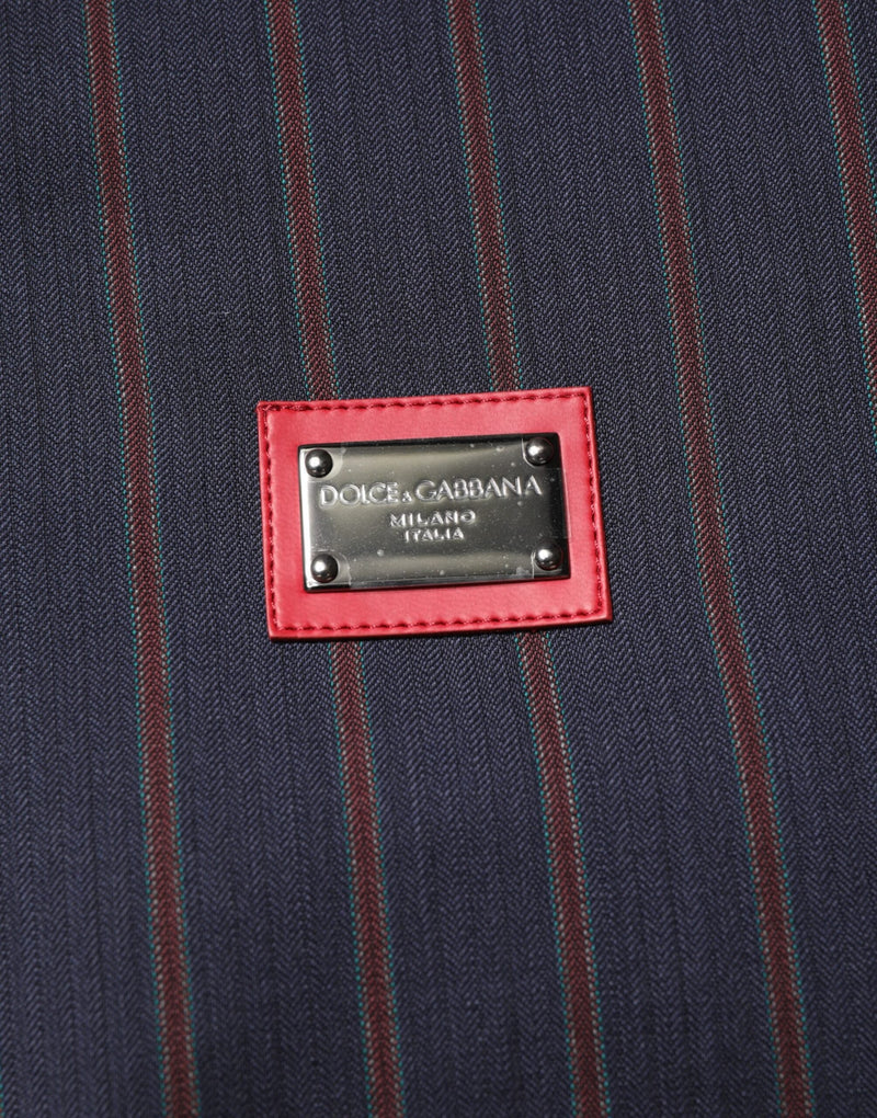 Blue Red Striped Logo Plaque Full Zip Jacket Dolce & Gabbana