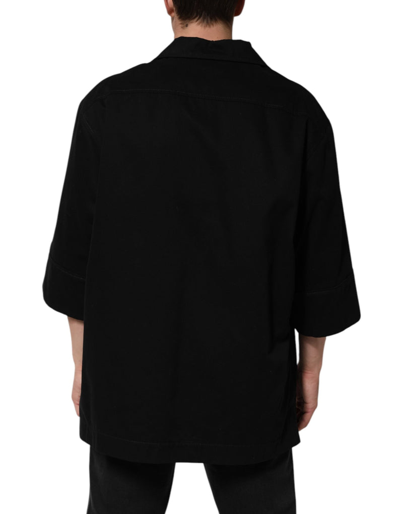 Black Short Sleeve Button Men Casual Shirt Dolce & Gabbana