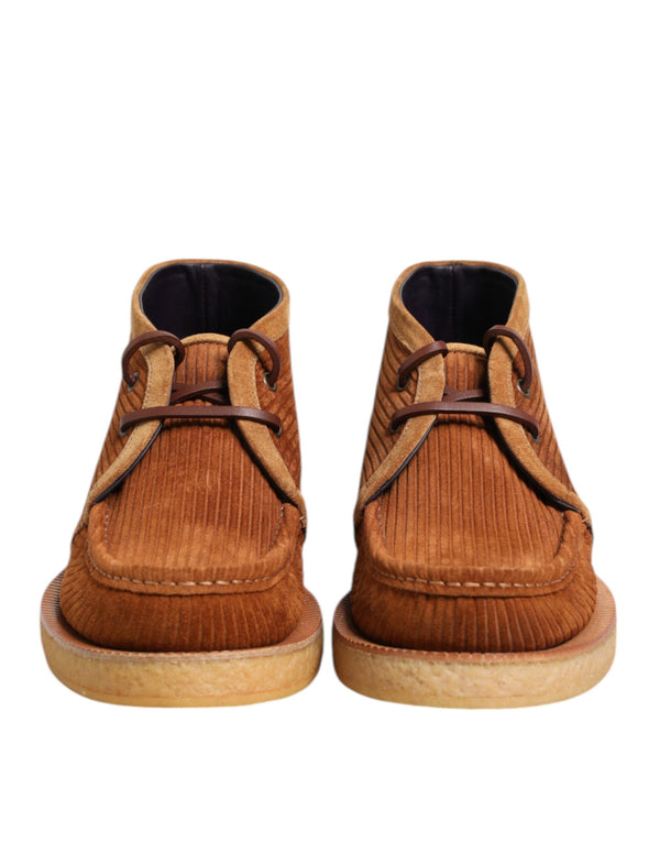 Brown Suede Nubuck Leather Desert Ankle Boots Shoes Dolce & Gabbana