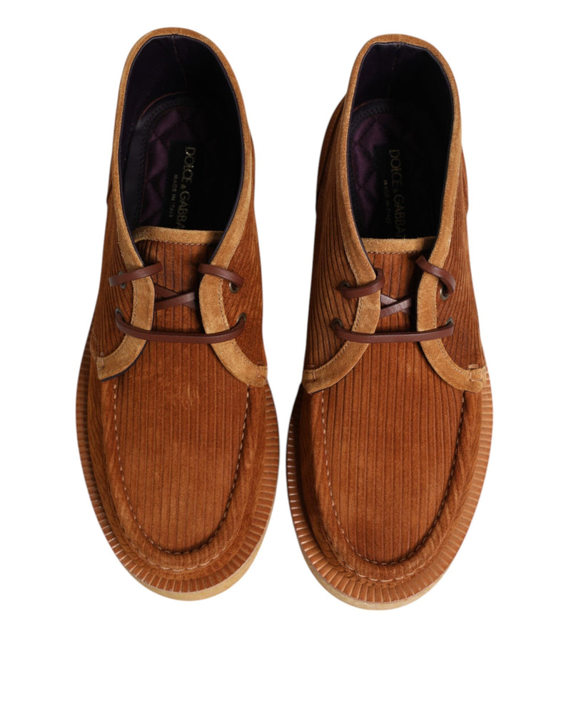Brown Suede Nubuck Leather Desert Ankle Boots Shoes Dolce & Gabbana