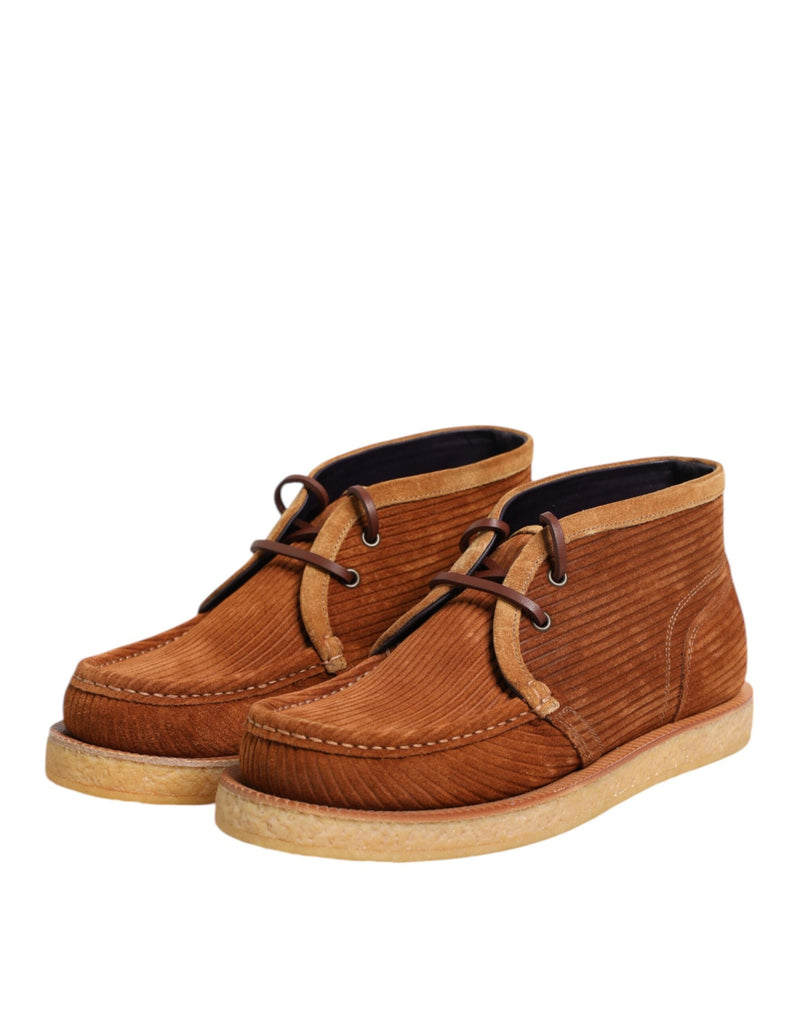 Brown Suede Nubuck Leather Desert Ankle Boots Shoes Dolce & Gabbana