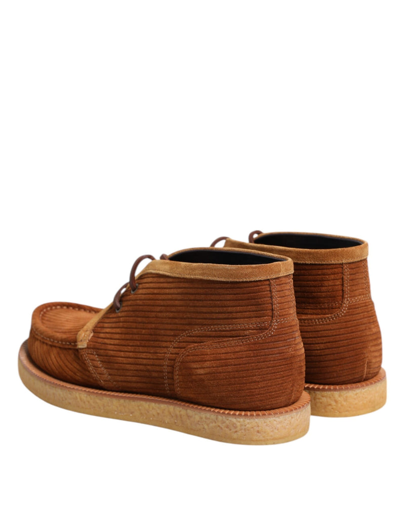 Brown Suede Nubuck Leather Desert Ankle Boots Shoes Dolce & Gabbana