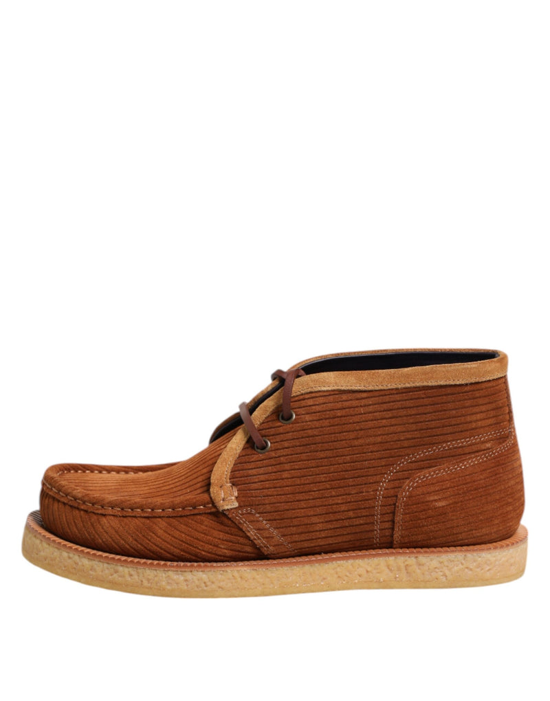 Brown Suede Nubuck Leather Desert Ankle Boots Shoes Dolce & Gabbana