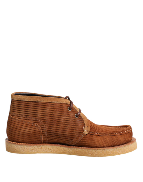 Brown Suede Nubuck Leather Desert Ankle Boots Shoes Dolce & Gabbana