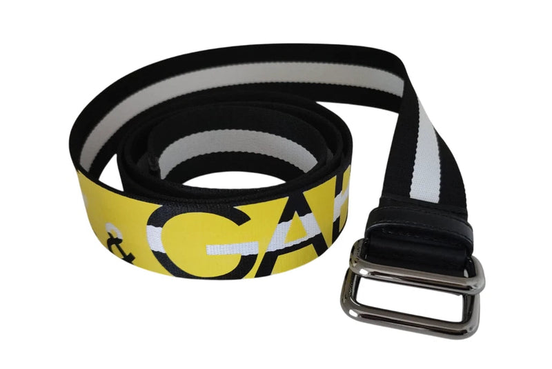 Black Yellow Logo Striped Metal Buckle Belt Dolce & Gabbana