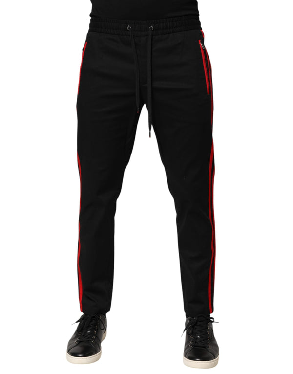 Red Stripe Cotton Logo Jogger Sweatpants Pants Dolce & Gabbana
