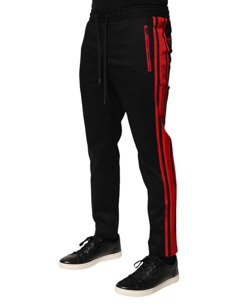 Red Stripe Cotton Logo Jogger Sweatpants Pants Dolce & Gabbana
