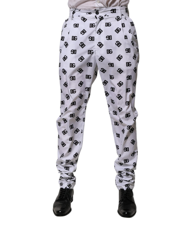 White Logo Cotton Skinny Denim Trouser Pants Dolce & Gabbana
