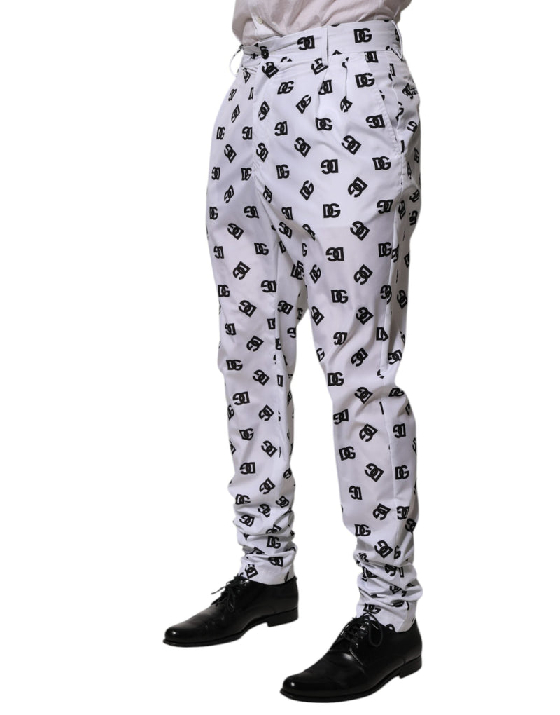White Logo Cotton Skinny Denim Trouser Pants Dolce & Gabbana