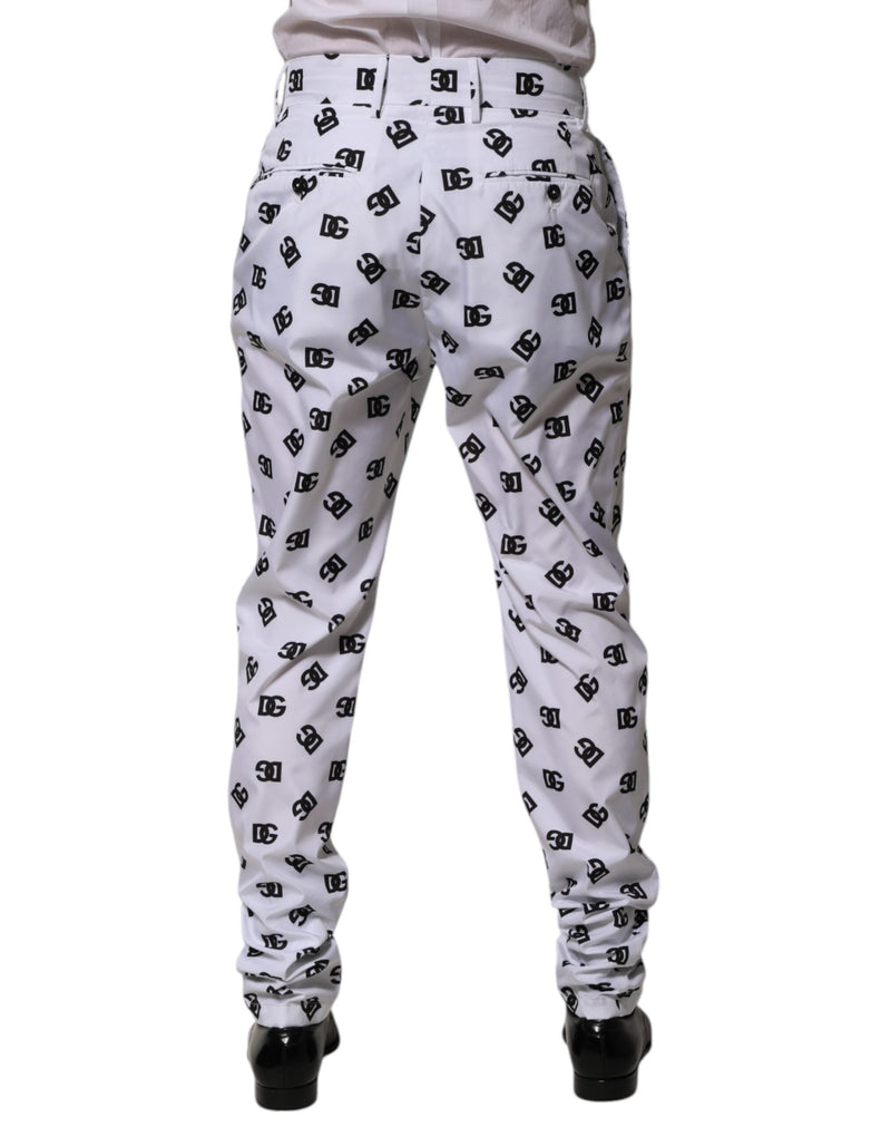 White Logo Cotton Skinny Denim Trouser Pants Dolce & Gabbana
