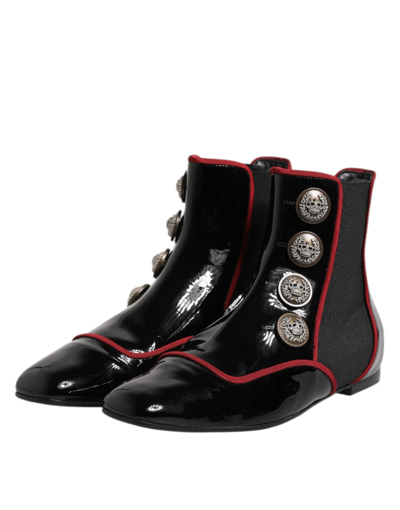 Black Jackie Buttoned Chelsea Boots Shoes Dolce & Gabbana